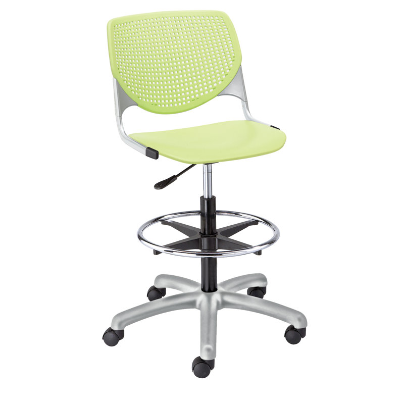 Chaise de dessinateur Kool, Vert lime, Blanc
