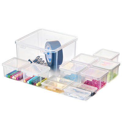Sorbus Storage Set with Secure Lids - Clear Stackable Plastic Bins - 12 Pack