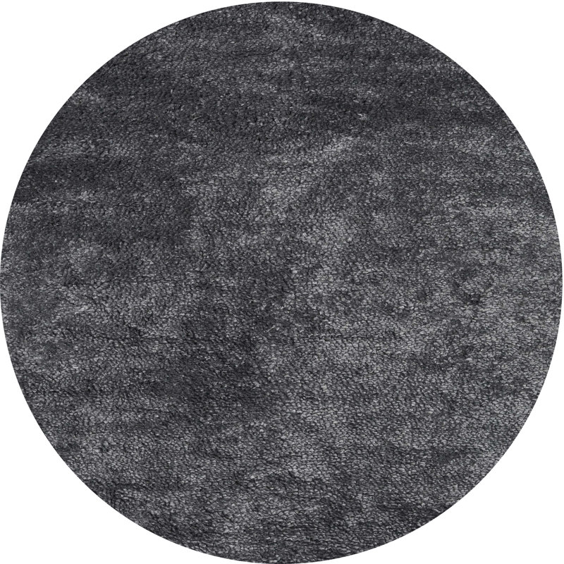 Tapis contemporain noir, Rond 5 pi