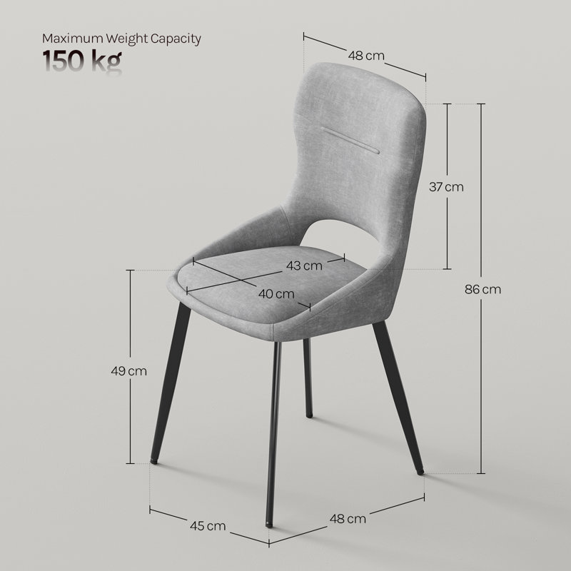 49cm H Upholstered Metal Accent, Grey