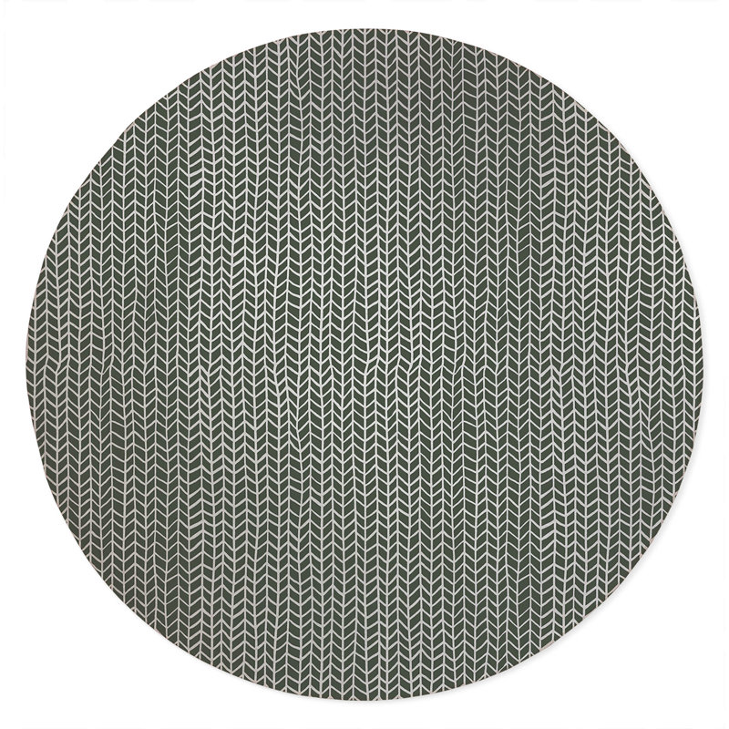 Chevron Feather Non-Slip Outdoor Rug, Round 5'