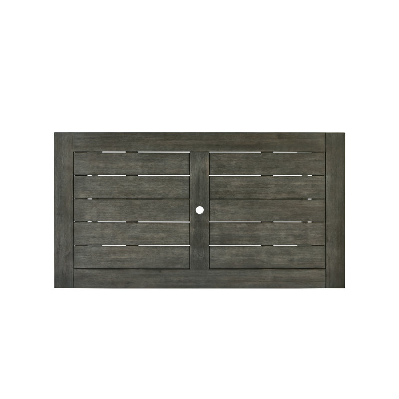 Rustic Outdoor Patio Table In Acacia Wood, Gray