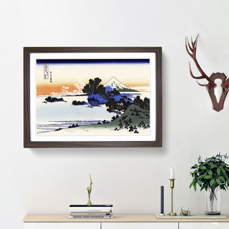 Shichiri Beach by Katsushika Hokusai - Picture Frame Painting Print, Walnut Framed, 48cm H x 65cm W x 2cm D