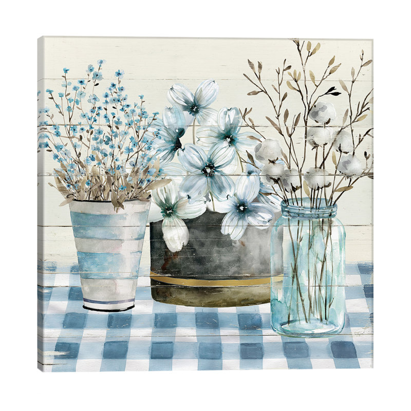 Blue Farmhouse 1 Piece Painting on Canvas, 30.48 cm H x 30.48 cm W, Wrapped Canvas