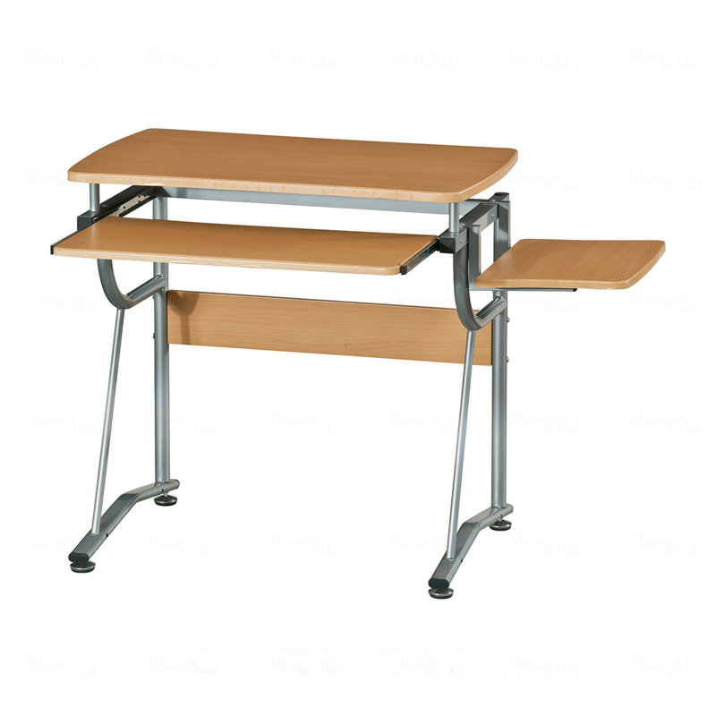 Bureau d'ordinateur compact avec tablette latérale et panneau de clavier