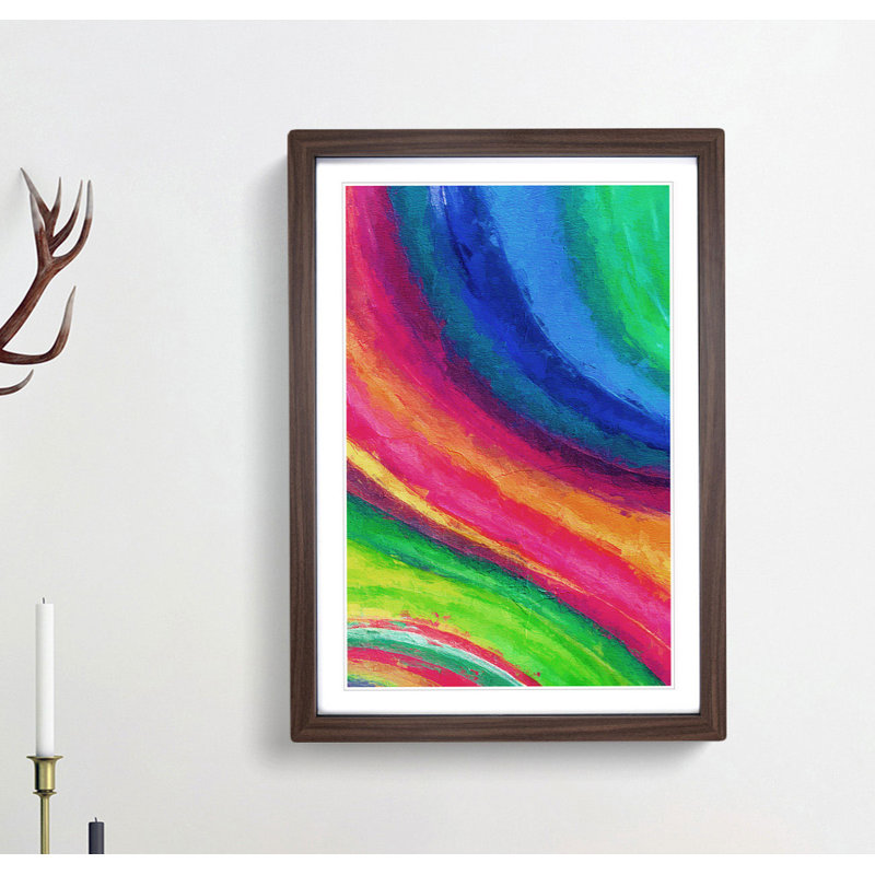 Rainbow Motion in Abstract - Picture Frame Graphic Art Print, Walnut, 76cm H x 50cm W x 2cm D