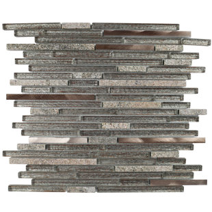 Gisa 12" x 12" Beveled Glass Linear Random Mosaic Wall Tile
