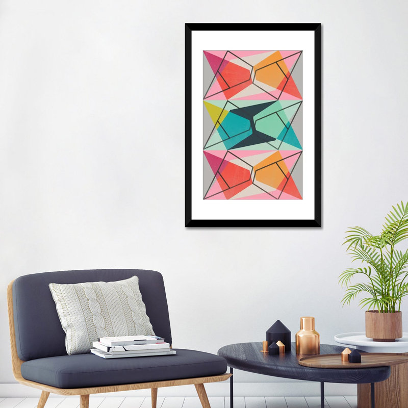 « color block iii », reproduction d’impression sur toile, Papier d'art encadré noir, H 32 po x l 24 po x P 1 po, Blanc