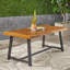 Table de salle à manger d'extérieur en bois d'acacia, finition teck sablé et noir