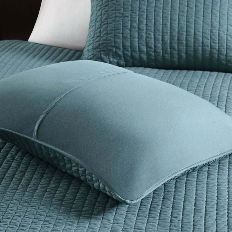 Courtepointe bleu sarcelle pleine / grande 3 pièces - microfibre douce, rembourrage en coton riche, option réversible, piqûre à point, chambre à coucher transformable, extérieur en microfibre avec 2 taies décoratives, intérieur rembourré, réversible, dans la chambre à coucher