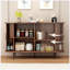 Buffet l 47 po en noyer, armoire d'appoint cannelée avec rebord courbé, crédence à porte coulissante pour salon, salle à manger, cuisine, couloir