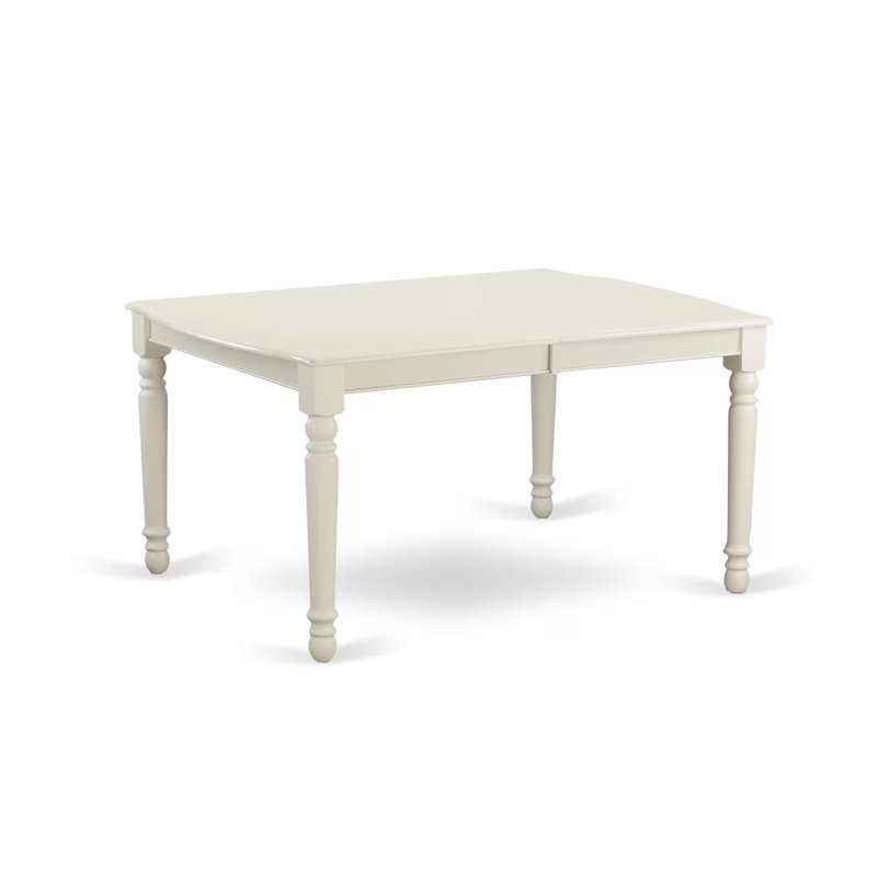 7 Piece Dining Table Set Consist of a Rectangle Dining Room Table with Butterfly Leaf and 6 Wood Seat Chairs, 42x78 Inch, Linen White