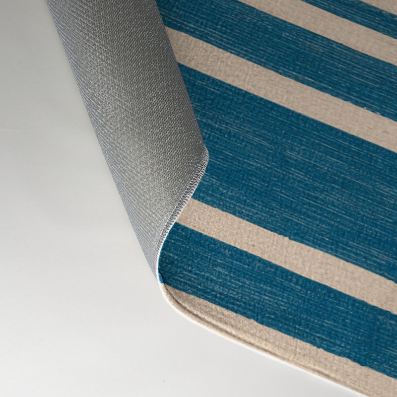 Tapis intérieur / extérieur bleu HorizontalStripes, Rectangle 9 pi x 12 pi