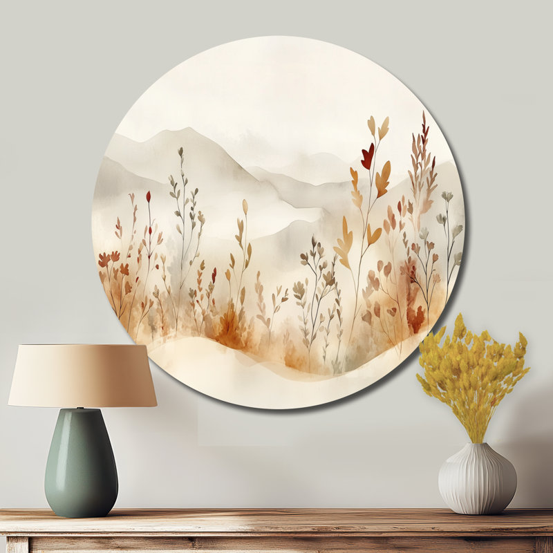 Brown And Green Sage With Soft Dessert Ripple - Desert Metal Wall Decor Round, 29" W x 29" H