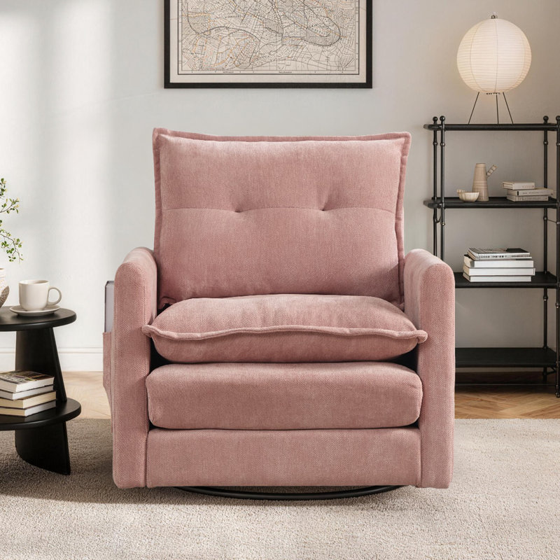 Fauteuil d'appoint surdimensionné avec accoudoirs surdimensionnés 31,1 "en chenille pivotant à 360 ° Cloud, Chenille rose