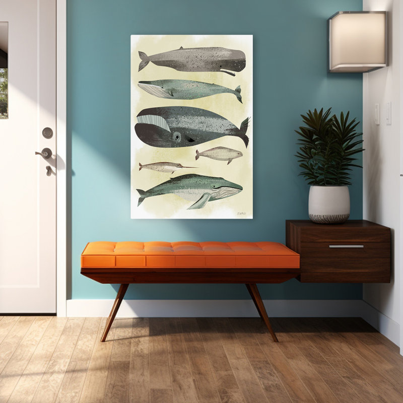 Whales - Animals Illustration Whales Art, 48" H x 32" W