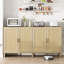 Buffet naturel à 4 portes de 70 po avec tablettes réglables, support solide, facile à nettoyer et à entretenir dans le salon, polyvalent pour le rangement dans la chambre à coucher-350314838