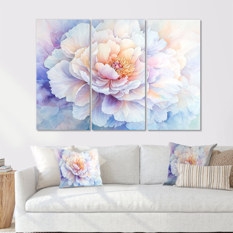 Pivoine de printemps en pleine floraison II - ensemble d'art mural pivoine, H 28 po x l 36 po, Toile tendue