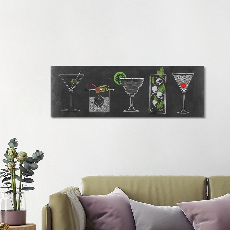 Chalkboard Cocktails Collection VII by Grace Popp - Wrapped Canvas Panoramic Print, 121.92 cm H x 40.64 cm W x 1.91 cm D