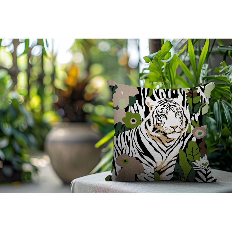 Oreiller carré réversible intérieur / extérieur Wilo Tiger, H 18 po x l 18 po, Beige