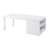 Sleek White And Silver Coffee Table With High Gloss Metal Elements Rectangular In Frame Storage