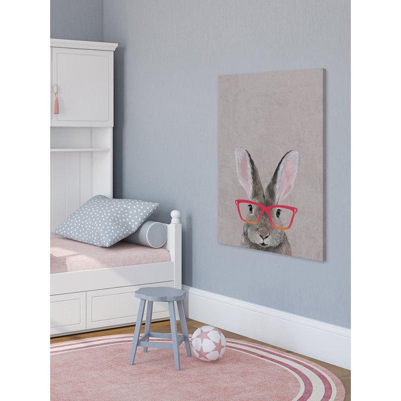 Hare With Red Glasses - Wrapped Canvas Print, 66cm H x 45cm W x 3.81cm D