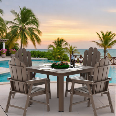The Outdoor Courtyard Dining Set Includes A Square Table And 4 Beautifully Designed Dining Chairs With Armrests. It Fully Embodies Noble Taste And Attention To Guests, Making It An Ideal Choice For Hosting Guests At Home.