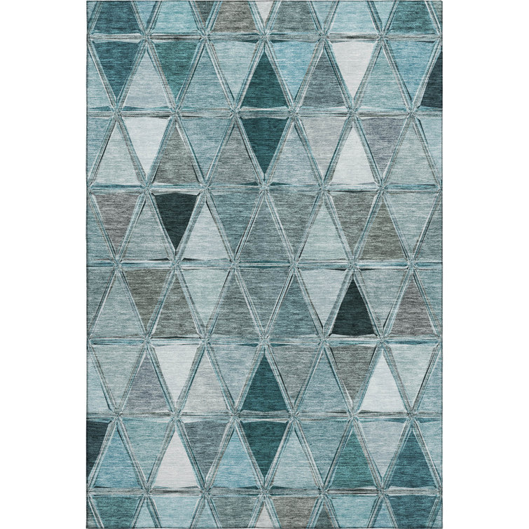 Premium Machine Washable Prisco Teal Rug