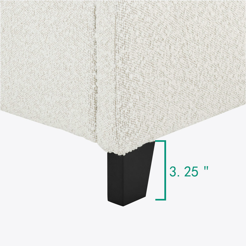 Aryia Boucle Upholstered Platform Bed, King, White