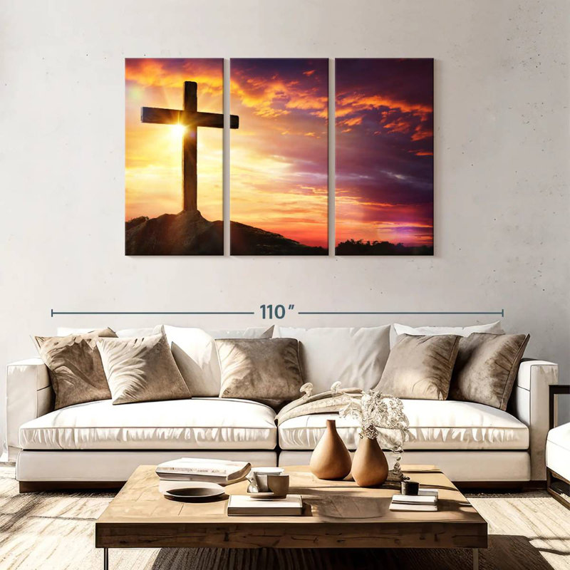Adella Sunset With Cross, 48" H x 74" W