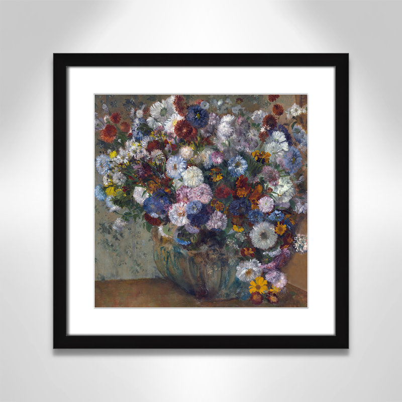 «A Vase of Flowers» par Edgar Degas, Papier avec cadre simple noir, Oui, H 17 po x l 17 po x P 0,75 po