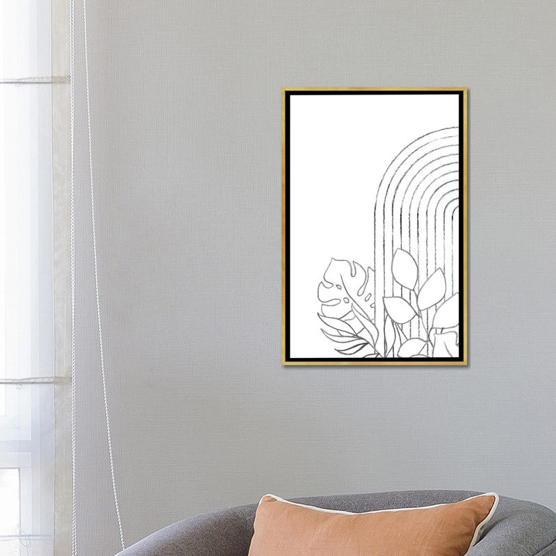 Dessin botanique - reproduction d'art, Aucun mat, H 26 po x l 18 po x 1,5 po, Toile encadrée d'or