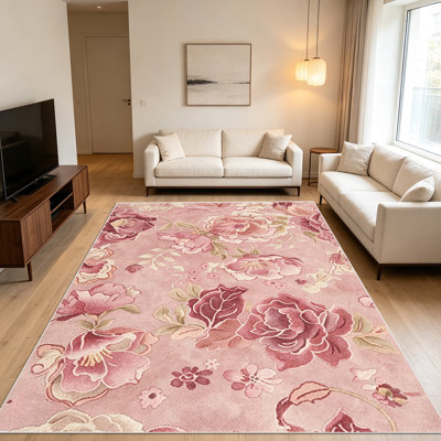 1PC Floral - Patterned Area Rugs for Living Room, Soft and Comfortable, Suitable for all seasons, easy - to - maintain, machine washable Indoor floor mat, Under Table Farmhouse suitable for Bedroom, Dining Room, Hallway, Balcony, Patio, Home Decor,