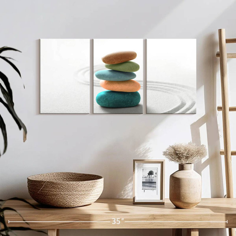  «Colorful Zen Stones», H 12 po x l 26 po