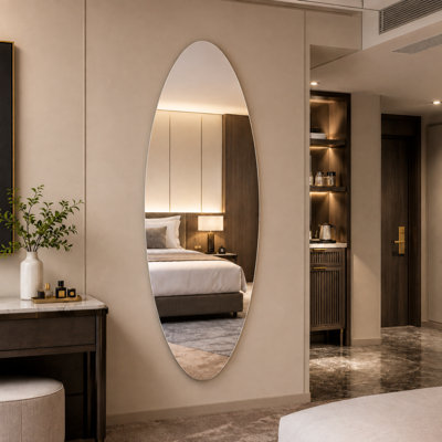 Large 65 x 21 Oval Wall & Accent Mirrors, HD Silver Glass, Modern Bedroom Decor