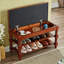 Banc rembourré en cuir et microfibre café-809176360