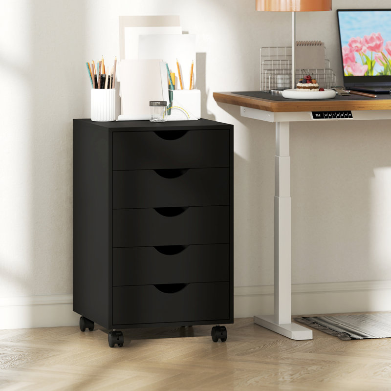 Mileno 5 Drawer Filing Cabinet, Black