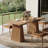 63'' Solid Wood Dining Table for 4-6 People, Rectangular Top with Wavy Edge