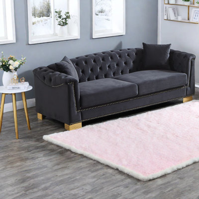 Luxury Velvet Sofa, 84-inch Chesterfield With Timeless Design For Home