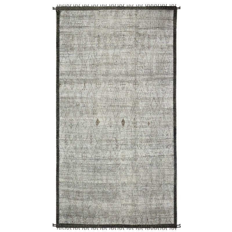 Tapis ivoire / espresso marocain unique 12 pi 3 po x 18 pi 6 po New Age