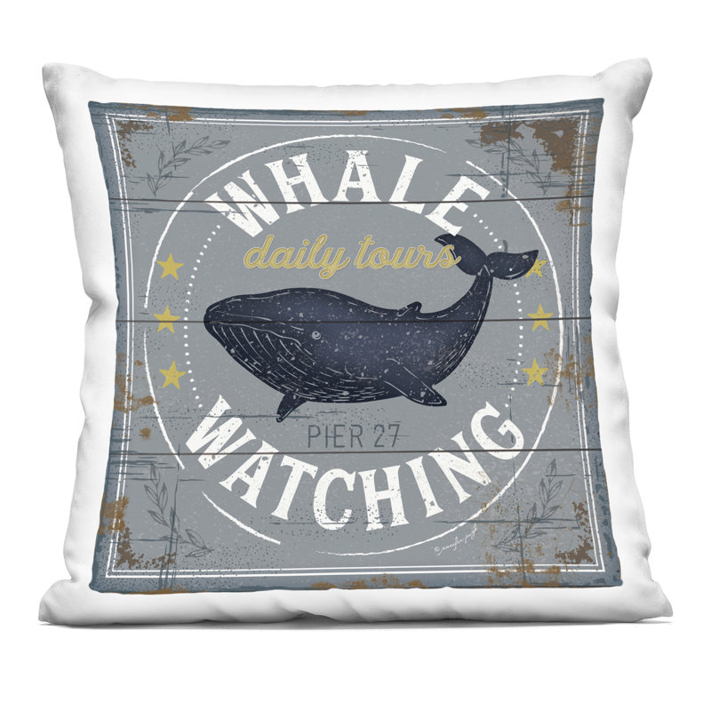 Coussin décoratif à motif de baleines, Chesapeake Bay, par Jennifer Pugh