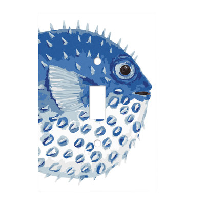 Blue Puffer Fish Single Toggle  Switchplate