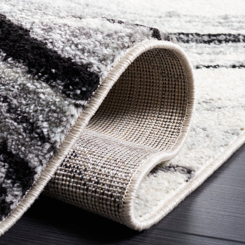 Tapis ivoire / noir Tulum 275, Carré 6 pi 7 po