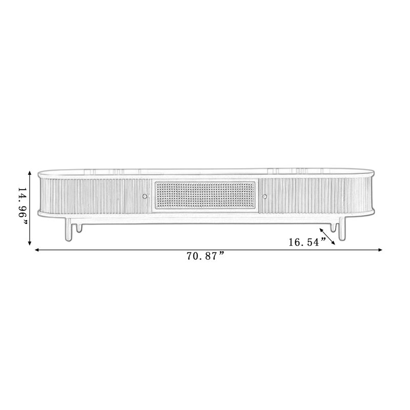 Meuble télé Modern, 14.96" H x 70.87"L x 16.54"W, Nut-Brown