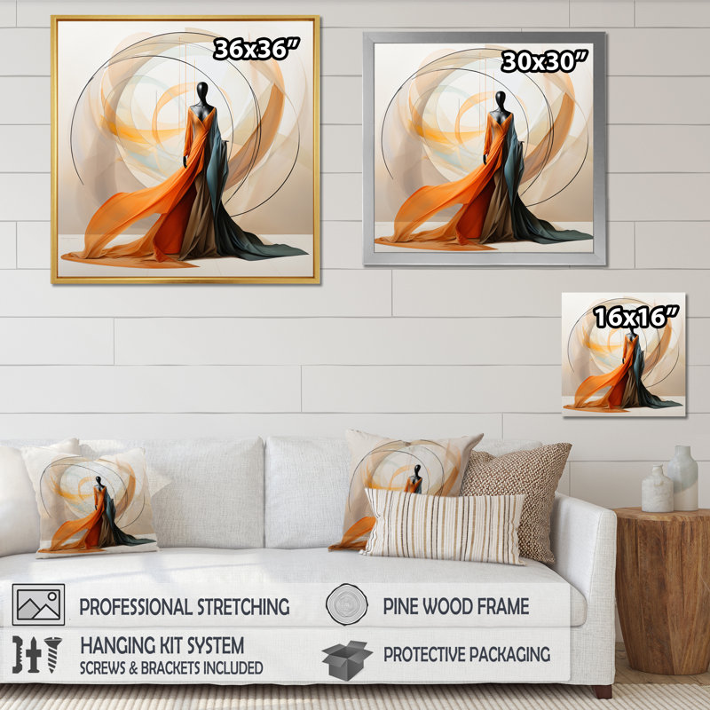 Abstract Contemporary African Dancer I - Modern canvas art Print, Black, 24" H x 24" W, Floater Framed