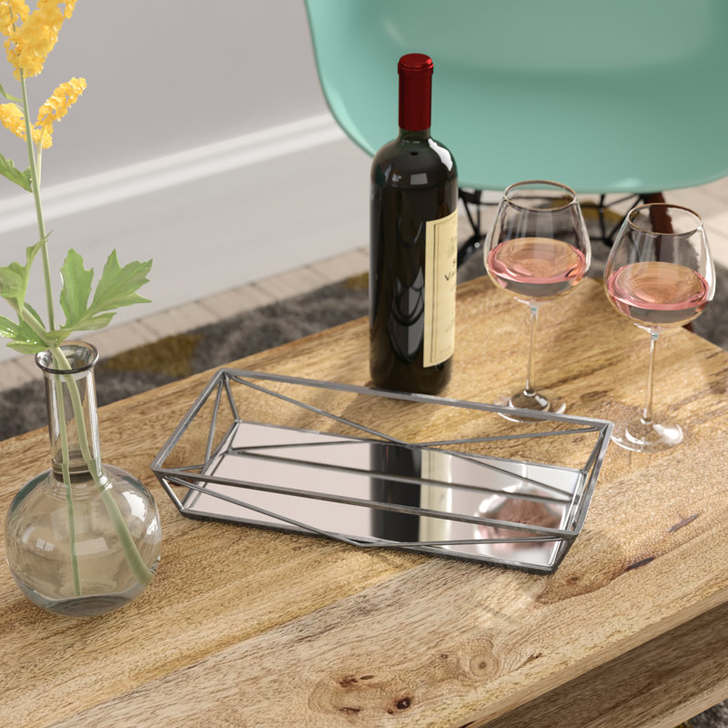 Edens Metal Tray, 2.09" H x 14.02" W x 7.01" D, Chrome