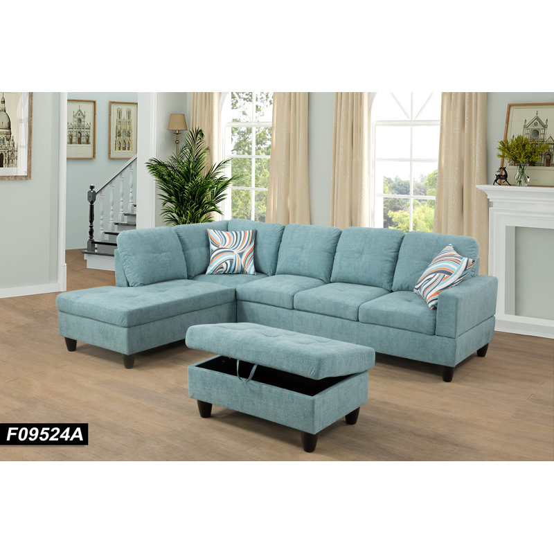 Asenath Upholstered Sectional, Left Hand Facing, Brown Velvet