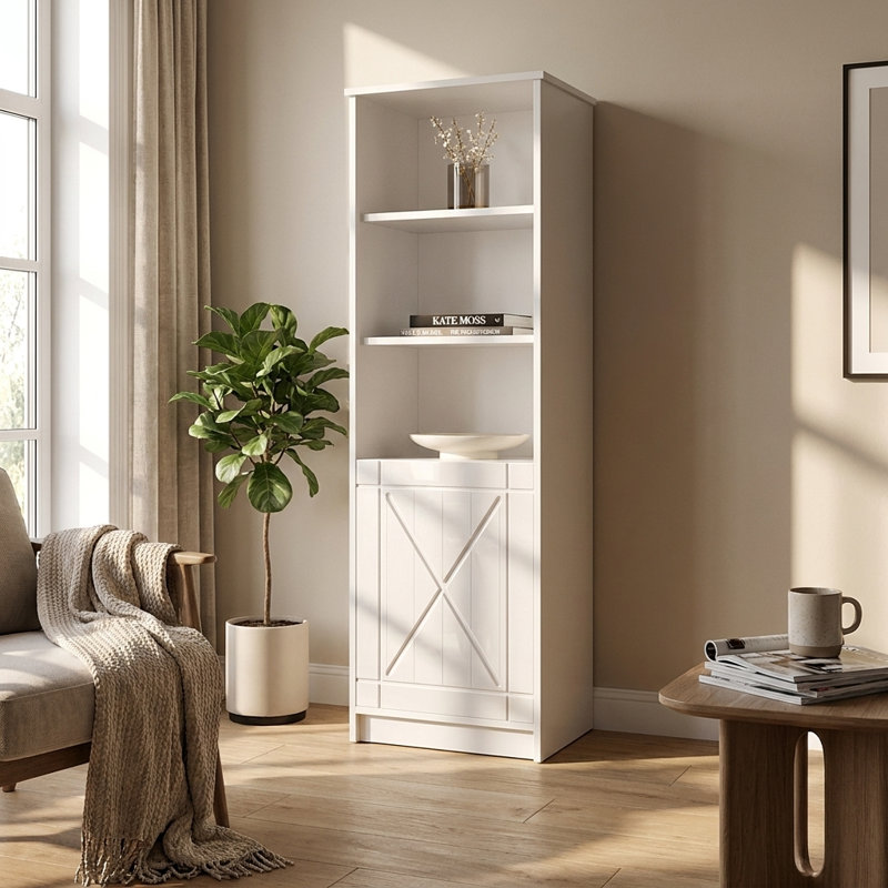 Fiorenze 20.9" Bookcase with High Gloss Finish, White