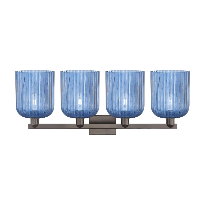 Bridal Veil 4 - Light Vanity Light, Blue / Oil Rubbed Bronze