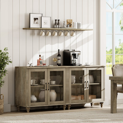 Scarlett 67.7" W Solid and Manufactured Wood Sideboard Cabinet with Adjustable Shelves 
